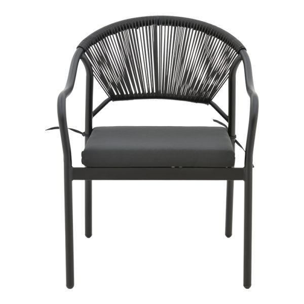 152 000018 3 3 Armchair Jerqui pakoworld wicker rattan black-metal black legs-black cushion 60x64x78cmOutdoor furniture > Garden armchairs