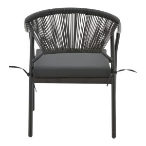 152 000018 4 3 Armchair Jerqui pakoworld wicker rattan black-metal black legs-black cushion 60x64x78cmOutdoor furniture > Garden armchairs