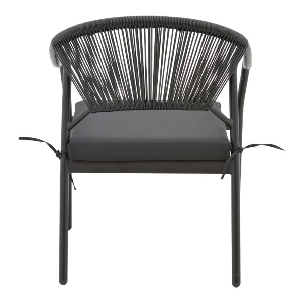 152 000018 4 3 Armchair Jerqui pakoworld wicker rattan black-metal black legs-black cushion 60x64x78cmOutdoor furniture > Garden armchairs