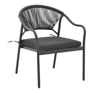 152 000018 6 Armchair Jerqui pakoworld wicker rattan black-metal black legs-black cushion 60x64x78cmOutdoor furniture > Garden armchairs