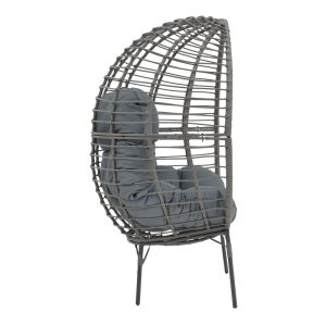 152 000020 2 2 Armchair Nestie pakoworld wicker rattan grey-metal grey legs-grey cushion 102x80x155cmOutdoor furniture > Garden armchairs