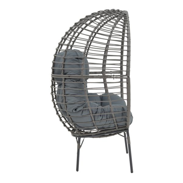 152 000020 2 2 Armchair Nestie pakoworld wicker rattan grey-metal grey legs-grey cushion 102x80x155cmOutdoor furniture > Garden armchairs