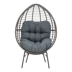 152 000020 3 2 Armchair Nestie pakoworld wicker rattan grey-metal grey legs-grey cushion 102x80x155cmOutdoor furniture > Garden armchairs