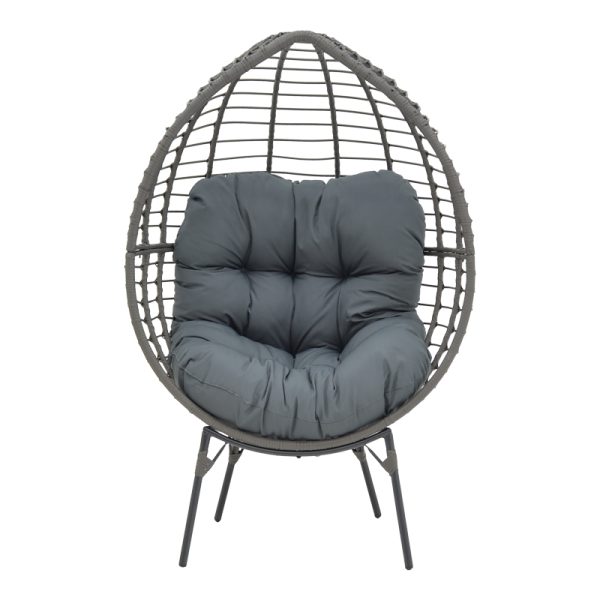 152 000020 3 2 Armchair Nestie pakoworld wicker rattan grey-metal grey legs-grey cushion 102x80x155cmOutdoor furniture > Garden armchairs