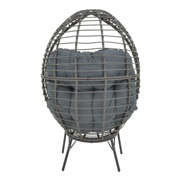 152 000020 4 2 Armchair Nestie pakoworld wicker rattan grey-metal grey legs-grey cushion 102x80x155cmOutdoor furniture > Garden armchairs