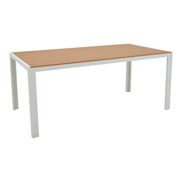 152 000031 11 Nares table pakoworld aluminum white-plywood natural 180x90x72.5cmIndoor furniture > Dining Tables