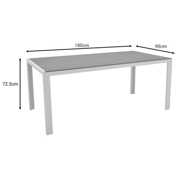 152 000031 4 8 Nares table pakoworld aluminum white-plywood natural 180x90x72.5cmIndoor furniture > Dining Tables