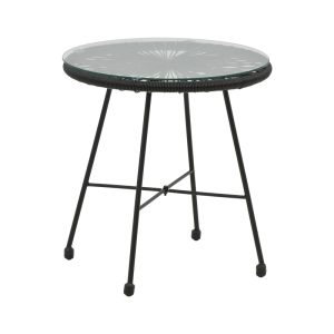 152 000039 16 Acapulco table pakoworld black metal - pe rattan in black shade D50x50cmBOHO CHIC > Coffee Tables