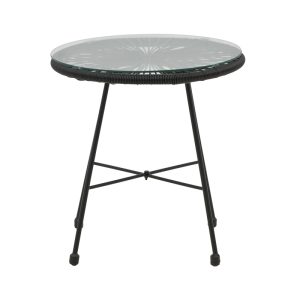 152 000039 2 14 Acapulco table pakoworld black metal - pe rattan in black shade D50x50cmBOHO CHIC > Coffee Tables