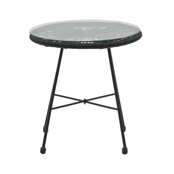 152 000039 2 14 Acapulco table pakoworld black metal - pe rattan in black shade D50x50cmBOHO CHIC > Coffee Tables