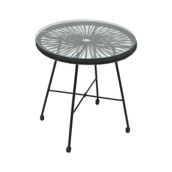 152 000039 3 14 Acapulco table pakoworld black metal - pe rattan in black shade D50x50cmBOHO CHIC > Coffee Tables