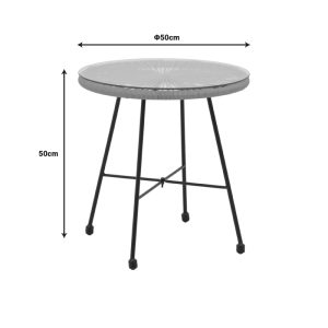 152 000039 4 6 Acapulco table pakoworld black metal - pe rattan in black shade D50x50cmBOHO CHIC > Coffee Tables