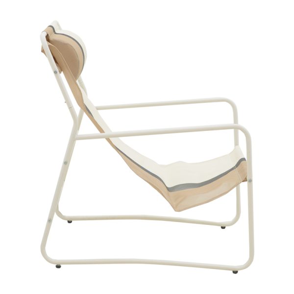 152 000044 2 5 Faisty Chaise longue chair pakoworld metal white- textline grey-beige-cushion 65x83x86cmOutdoor furniture > Sunbeds