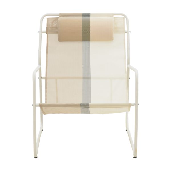 152 000044 3 5 Faisty Chaise longue chair pakoworld metal white- textline grey-beige-cushion 65x83x86cmOutdoor furniture > Sunbeds