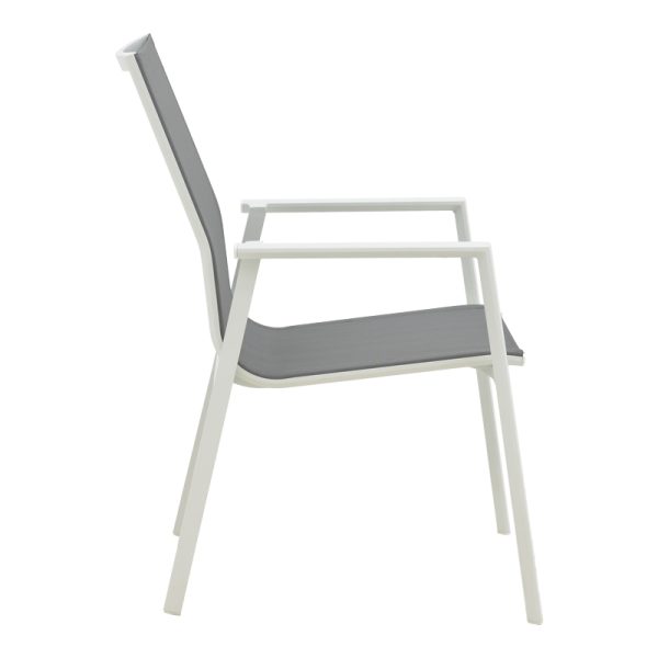 152 000049 2 2 Garden armchair Dashiell pakoworld metal white textilene light grey 71x58x94cmOutdoor furniture > Garden armchairs