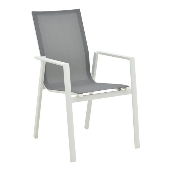 152 000049 5 Garden armchair Dashiell pakoworld metal white textilene light grey 71x58x94cmOutdoor furniture > Garden armchairs