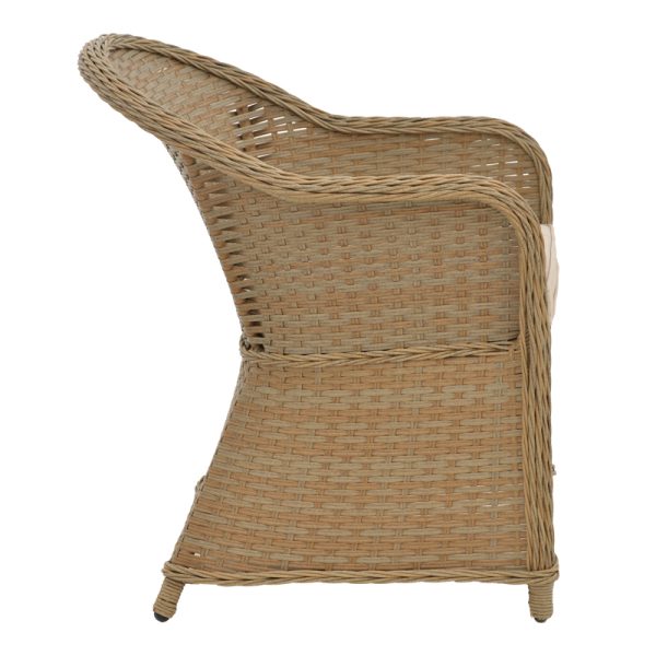 152 000053 2 3 Garden armchair Hadrian pakoworld rattan brown-textilene beige 57x70x85cmBOHO CHIC > Chairs and Armchairs