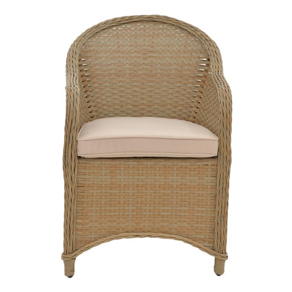 152 000053 3 3 Garden armchair Hadrian pakoworld rattan brown-textilene beige 57x70x85cmBOHO CHIC > Chairs and Armchairs