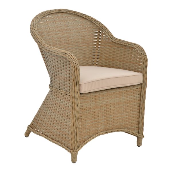 152 000053 6 Garden armchair Hadrian pakoworld rattan brown-textilene beige 57x70x85cmBOHO CHIC > Chairs and Armchairs