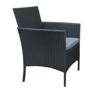 152 000057 3 9 Garden lounge Calmness pakoworld set 4pcs rattan black-fabric greySPRING OFFERS