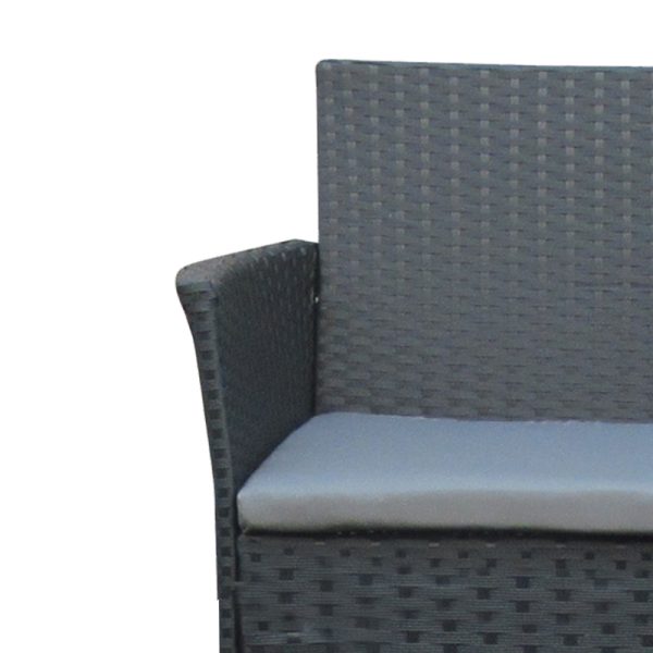 152 000057 4 9 Garden lounge Calmness pakoworld set 4pcs rattan black-fabric greySPRING OFFERS