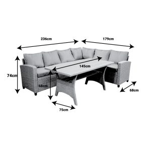 152 000061 3 7 Lounge Flashy pakoworld set of 3 pieces fabric charcoal-rattan charcoalOutdoor furniture > Garden lounge sets
