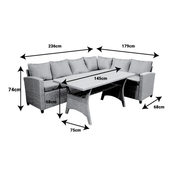 152 000061 3 7 Lounge Flashy pakoworld set of 3 pieces fabric charcoal-rattan charcoalOutdoor furniture > Garden lounge sets