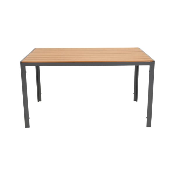 152 000084 2 2 Dining table Nares-Moly A set of 5 pakoworld anthracite-black aluminum and plywood in natural color 140x80x72.5cmOutdoor furniture > Garden food table