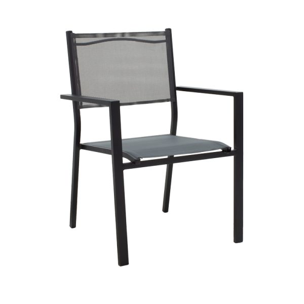 152 000084 4 2 Dining table Nares-Moly A set of 5 pakoworld anthracite-black aluminum and plywood in natural color 140x80x72.5cmOutdoor furniture > Garden food table
