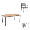 152 000084 5 Dining table Nares-Clutch C set of 5 pakoworld anthracite aluminum and plywood in natural color 140x80x72.5cmEASTER OFFERS