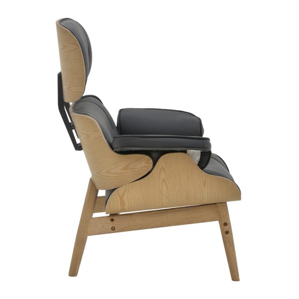 167 000017 2 3 Relax armchair Mirto pakoworld solid wood walnut-PU black 80x80x96.5cmSPRING OFFERS