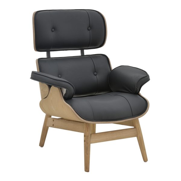 167 000017 6 Relax armchair Mirto pakoworld solid wood walnut-PU black 80x80x96.5cmSPRING OFFERS