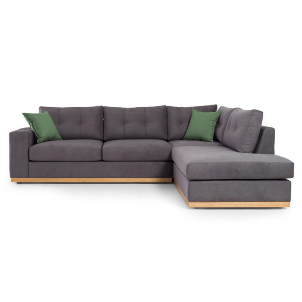 168 000003 2 3 Corner sofa Boston pakoworld left corner fabric dark grey-dark green 280x225x90cmIndoor furniture > Sofas & Armchairs - Pre Order