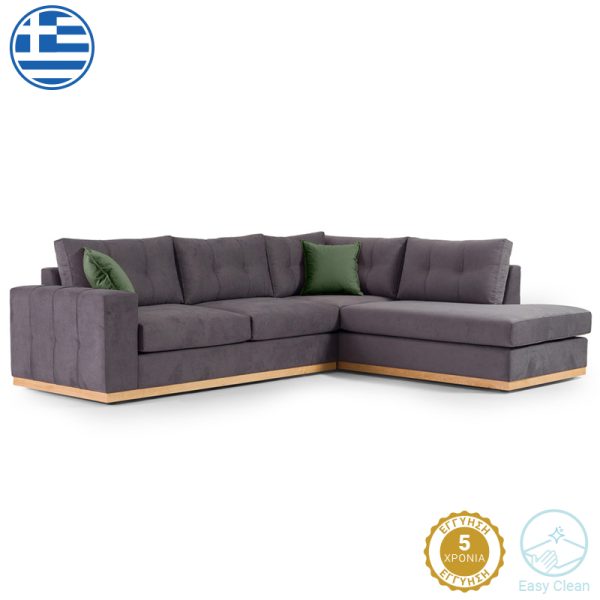 168 000003 6 Corner sofa Boston pakoworld left corner fabric dark grey-dark green 280x225x90cmIndoor furniture > Sofas & Armchairs - Pre Order