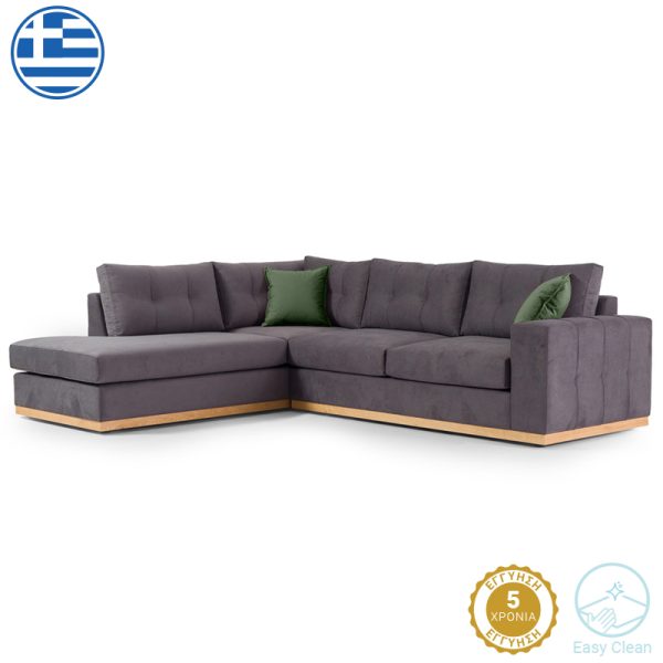 168 000004 5 Corner sofa Boston pakoworld right corner anthracite-cypress fabric 280x225x90cmIndoor furniture > Sofas & Armchairs - Pre Order