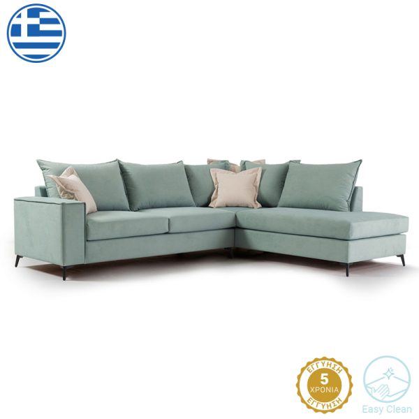 168 000005 5 Corner sofa Boston pakoworld left corner fabric ciel-cream 290x235x95cmIndoor furniture > Sofas & Armchairs - Pre Order