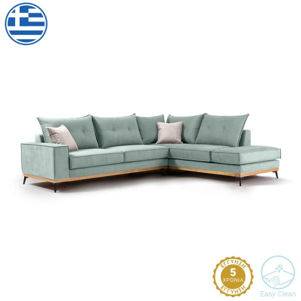 168 000007 6 Corner sofa Luxury II pakoworld left corner fabric ciel-cream 290x235x95cmIndoor furniture > Cornered sofas