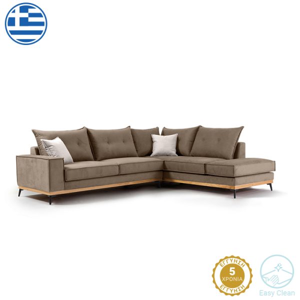 168 000009 4 Corner sofa Luxury II pakoworld left corner fabric mocha-cream 290x235x95cmIndoor furniture > Sofas & Armchairs - Pre Order
