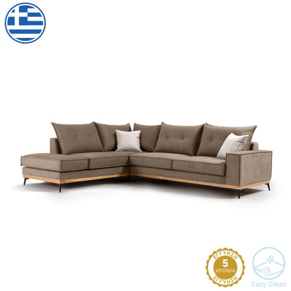168 000010 4 Corner sofa Luxury II pakoworld right corner fabric mocha-cream 290x235x95cmIndoor furniture > Sofas & Armchairs - Pre Order