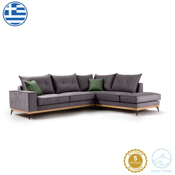 168 000011 4 Corner sofa Luxury II pakoworld left corner fabric dark grey-dark green 290x235x95cmIndoor furniture > Sofas & Armchairs - Pre Order