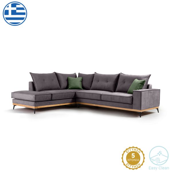 168 000012 4 Corner sofa Luxury II pakoworld right corner fabric dark grey-dark green 290x235x95cmIndoor furniture > Sofas & Armchairs - Pre Order