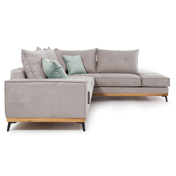 168 000013 2 2 Corner sofa Luxury II pakoworld left corner fabric elephant-ciel 290x235x95cmIndoor furniture > Sofas & Armchairs - Pre Order