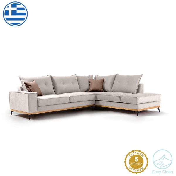 168 000015 6 Corner sofa Luxury II pakoworld left corner fabric cream-mocha 290x235x95cmIndoor furniture > Sofas & Armchairs - Pre Order