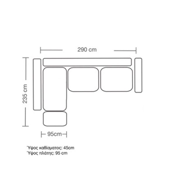 168 000016 3 2 Corner sofa Luxury II pakoworld right corner fabric creamt-mocha 290x235x95cmIndoor furniture > Cornered sofas