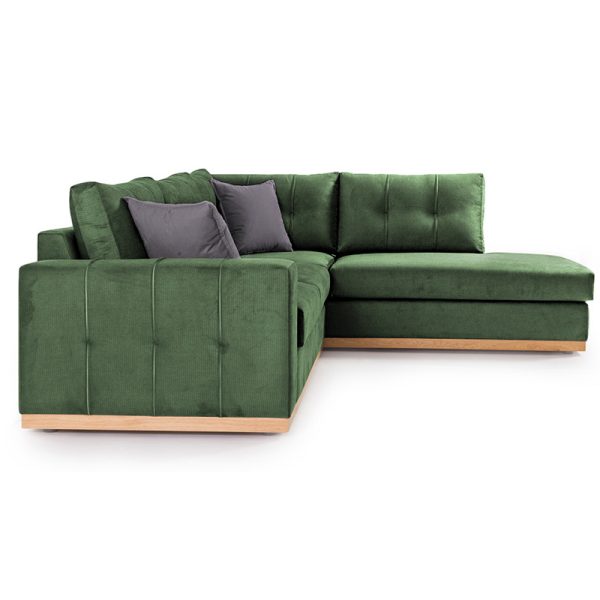 168 000017 2 2 Corner sofa Boston pakoworld left corner fabric dark green-dark grey 280x225x90cmIndoor furniture > Sofas & Armchairs - Pre Order