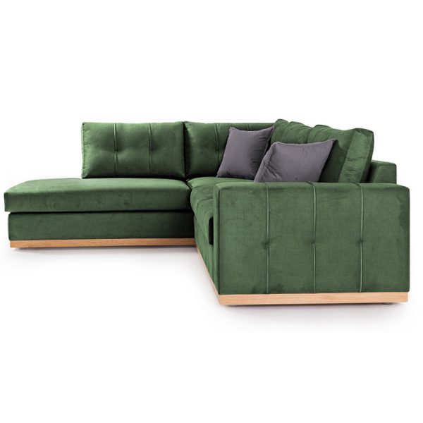 168 000018 2 2 Corner sofa Boston pakoworld right corner fabric dark green-dark grey 280x225x90cmIndoor furniture > Cornered sofas