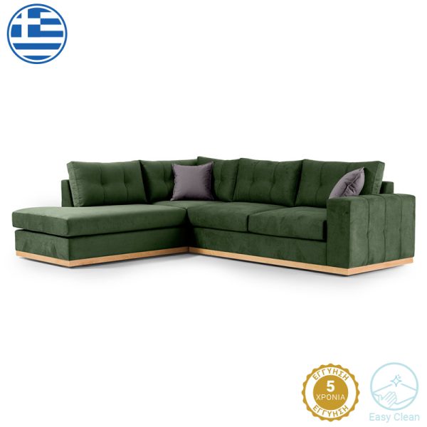 168 000018 4 Corner sofa Boston pakoworld right corner fabric dark green-dark grey 280x225x90cmIndoor furniture > Cornered sofas