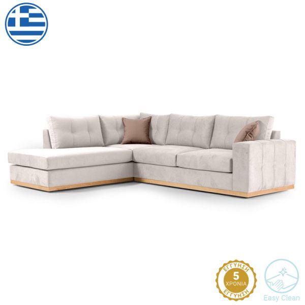 168 000020 4 Corner sofa Boston pakoworld right corner fabric cream-mocha 280x225x90cmIndoor furniture > Sofas & Armchairs - Pre Order