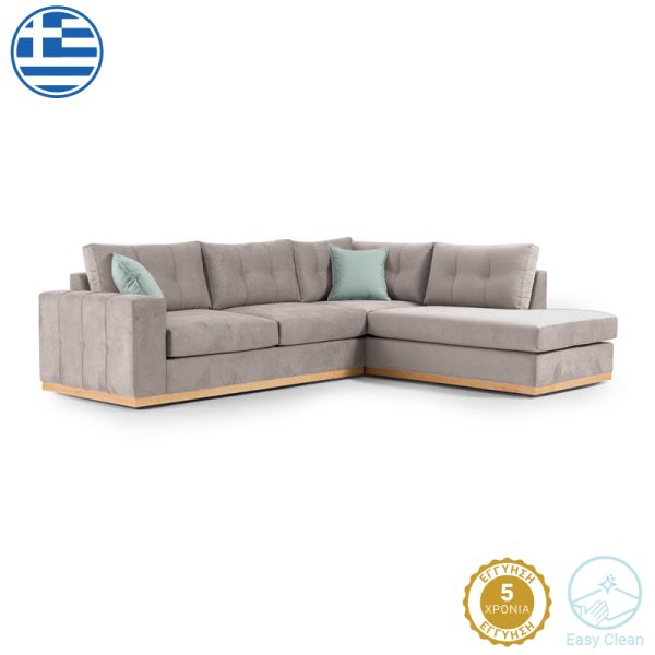 168 000021 4 Corner sofa Boston pakoworld left corner fabric elephant-ciel 280x225x90cmIndoor furniture > Sofas & Armchairs - Pre Order