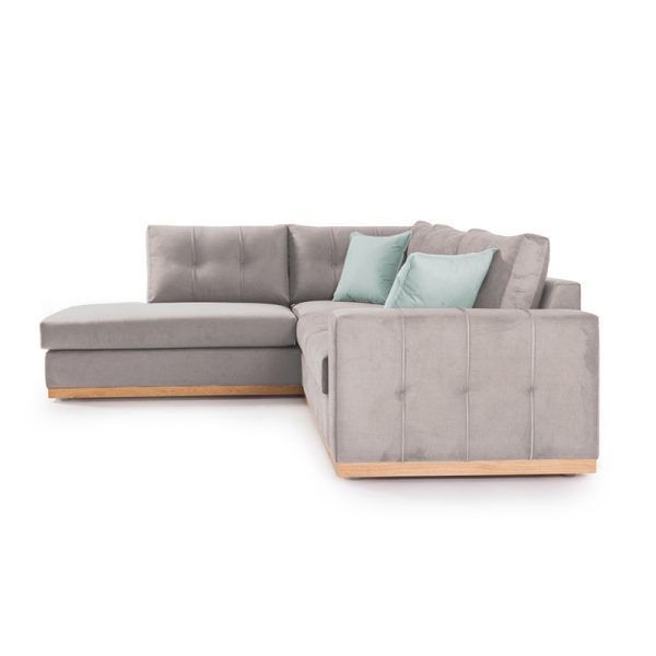 168 000022 2 2 Corner sofa Boston pakoworld right corner fabric elephant-ciel 280x225x90cmIndoor furniture > Cornered sofas